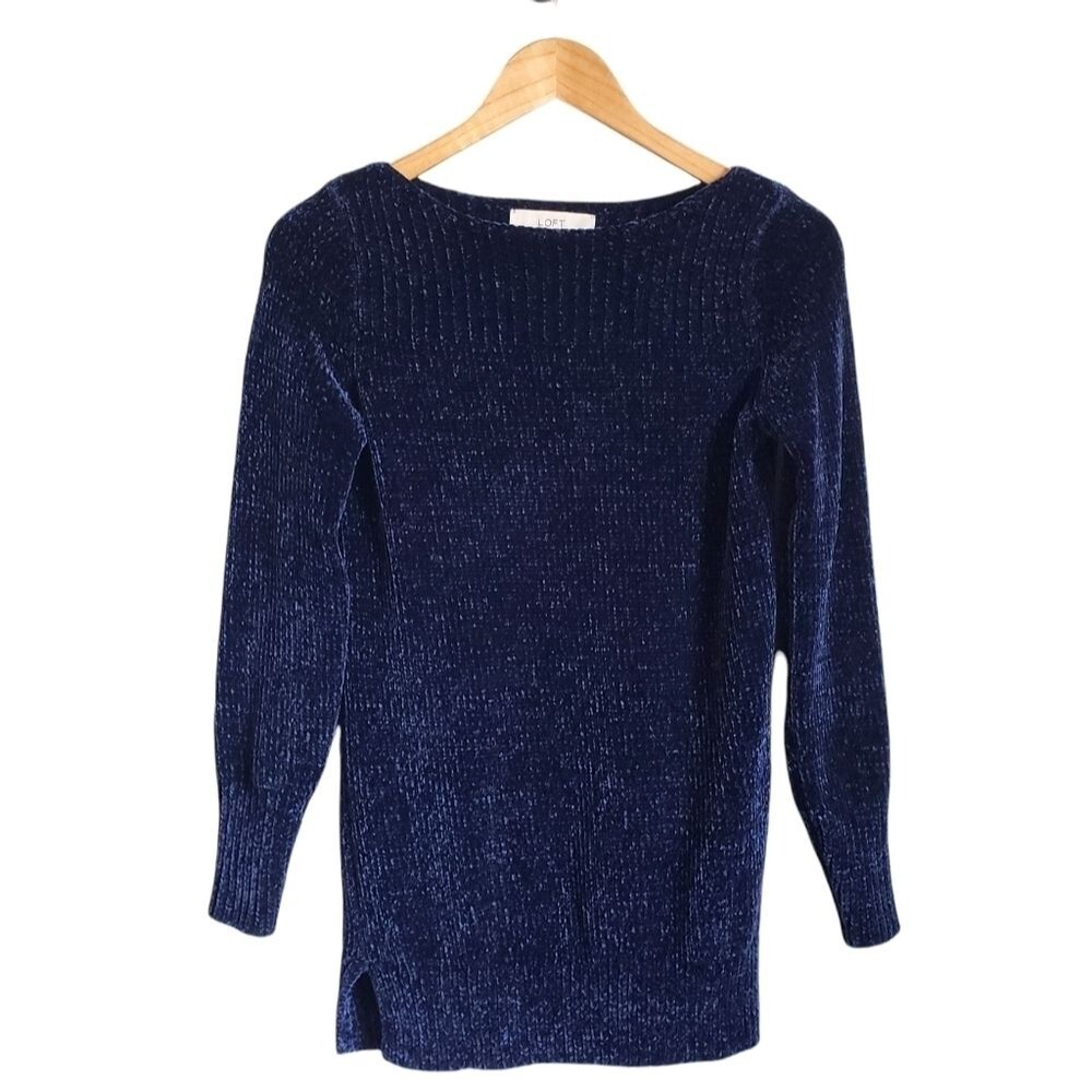 Loft soft knit boat neck navy sweater size xs